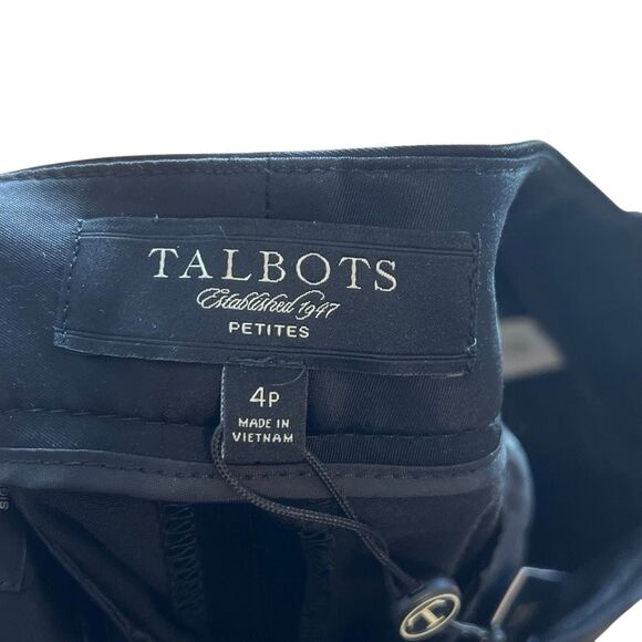 Talbots NWT Signature Low Rise Flat Front Cropped Trouser Pants Black Size 4P - Picture 4 of 11